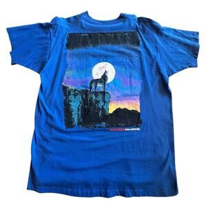 Vintage Marlboro Unlimited Wolf Pocket Shirt Mens One Size Fits XL Blue 90s USA